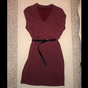 Dynamite -Sweater Dress w/Belt -Mulled Wine Colour